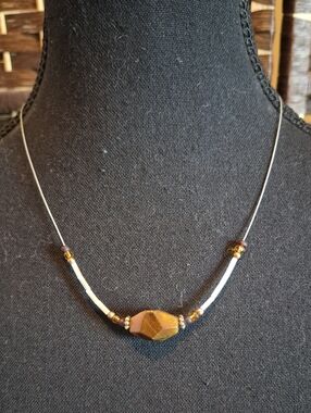 Tiger's eye Bead Necklace - Minimalist Women's Jewelry